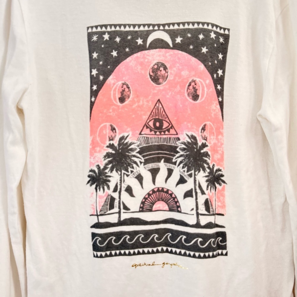 Spiritual Gangster White V-Neck Graphic Sweater "We are the Cosmos" - Picture 3 of 10